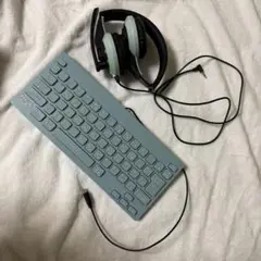 進研ゼミ小学講座　キーボード&マイク付きヘッドホン　グリーン系　チャレンジタッチ