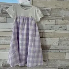 petit main ワンピース　120cm 紫ギンガムチェック