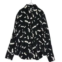 ZARA ザラ　花柄 長袖ブラウス　黒　【美品】　L