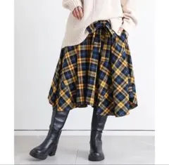 美品　オシャレウォーカーn'OrLABELクラシカルチェックスカート イエローのサムネイル