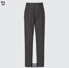 ユニクロ+j ウールブレンドタックテーパードパンツ　グレー　L