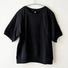 【未着用】無印良品 ライトスウェットクル ーネック半袖Tシャツ ブラック Lのサムネイル