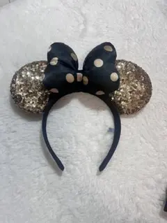 ディズニー ミニー スパンコール ゴールド カチューシャ