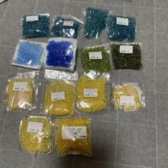 青緑黄色ビーズセット