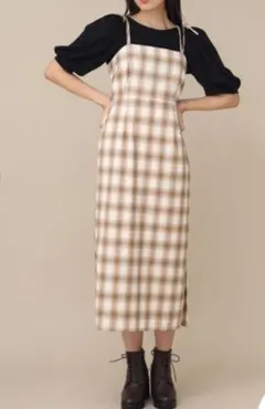 NICE CLAUP ナイスクラップ 肩リボンキャミジャンスカ