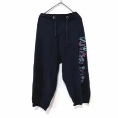 ブラック ジョガーパンツ XL スウェット 短丈 ピースマーク ゆったり 黒