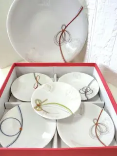 美濃焼　前畑陶器 　庫山窯　銀彩 結 取分揃　(大皿と小皿　5枚)