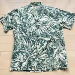 M D FASHION 半袖 アロハシャツ グリーン系 ハワイ製　J4