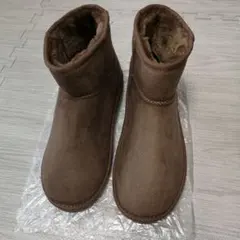 Lサイズ　ブラウン　スエード風　ショートブーツ　ムートンブーツ　レディース