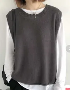 値下げ◆未使用◆SEU◆裾くるりデザインニットベスト ジレ