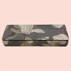 花柄 グレー メガネケース