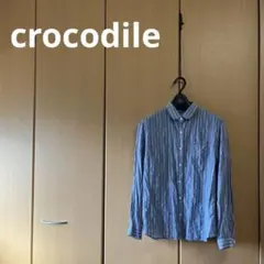 I crocodile クロコダイル　ストライプ コットンシャツ 長袖　Lサイズのサムネイル