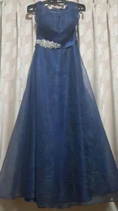 ドレスルーム　アミ　ネイビー Aラインドレス ビジュー付き