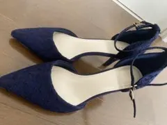 ネイビー レース アンクルストラップ パンプスのサムネイル
