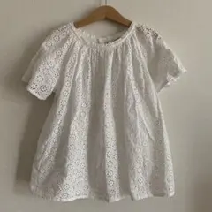 ポンポワン刺繍入りホワイトブラウス サイズ8