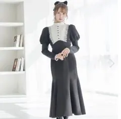 Rosé Muse lace maid style dress【black】
