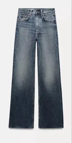 TRF ワイドレッグ ハイウエスト フルレングス デニムパンツ