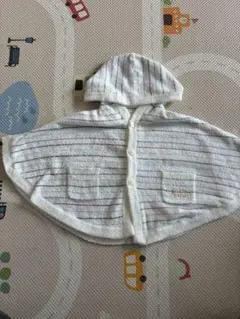 【美品】ジェラートピケ ベビーポンチョ 80-90 ストライプ柄