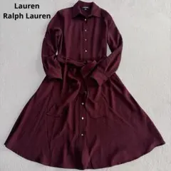 ラルフローレン シャツワンピース マキシ丈 ロールアップ リボンベルト