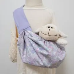 おままごと用スリング ドールキャリア メルちゃん ラベンダー×リボン柄【475】