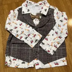 車と動物プリントのシャツ　2-3Y