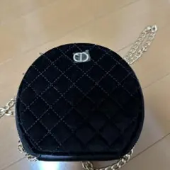 キルティング チェーンショルダーバッグ ブラック ミニバッグ