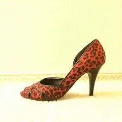 上品 レオパード柄 オープントゥパンプス ヒョウ柄