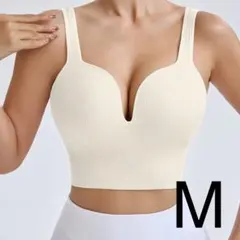 【スポーツブラ ナイトブラ Mサイズ】 ヨガ ジム フィットネス ホワイトのサムネイル
