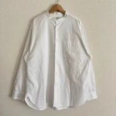 ユニクロ バンドカラーシャツ XL 綿100％ メンズ 大きいサイズ 無地 白