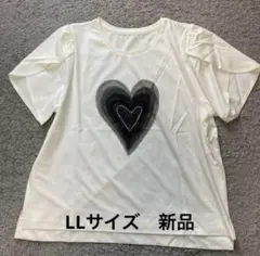 アンドラブ &LOVEキラキラハートチュールTシャツオフ白 LL新品