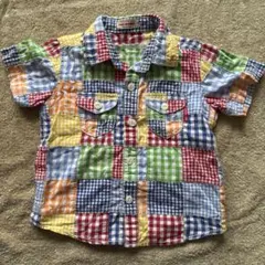 miki HOUSE 半袖チェックシャツ　100cm