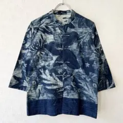 激レア✨45R 45rpm 藍染 インディゴ 七分袖 花柄 シャツジャケット
