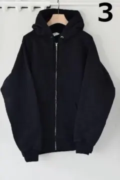 COMOLI 23AW コットン吊裏毛 ジップパーカ 3 黒