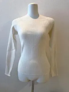 GRL グレイル　リブ編みホワイトニット Mサイズ