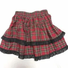 Avail 星月夜あむ チェック フリル スカート M 赤 黒