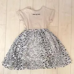 HK WORKS ベージュ半袖ガールズワンピース 花柄　120