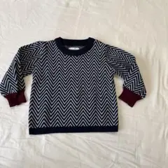 ARCH&LINEネイビーとホワイトコットンセーター 95