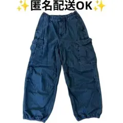 ✨早い者勝ち❤GU✨デニムスーパーワイドカーゴパンツ❤ブラック✨Sサイズ