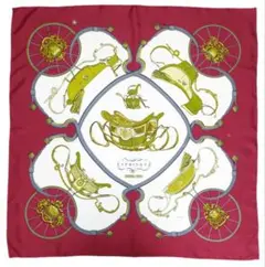 エルメス スカーフ カレ90 SPRINGS 馬車 ボルドー/ワインレッド系