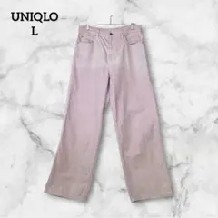 古着 ユニクロ バギージーンズ ワイドデニム ストレート L 26 ピンク