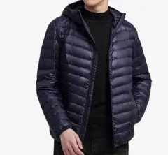 大きめサイズ❣️ フード付きライトダウンジャケット ネイビー　2XL 新品