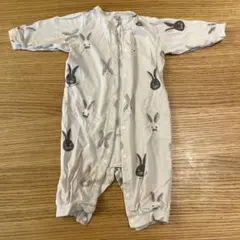 ジェラピケ　ウサギプリントロンパース 50サイズ ピンク