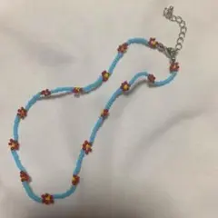 ハンドメイド 韓国 ビーズアクセサリー 花 韓国 ネックレス ビーズネックレス