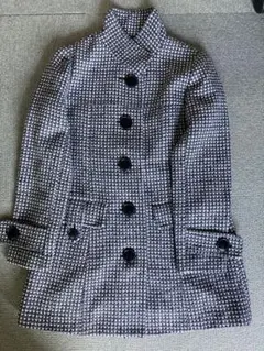 ノーカラーコート　白黒　M