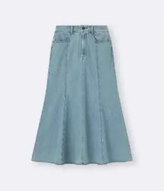 【GU】ジーユー　ライトデニムフレアマキシスカート+EC(丈短め)　新品