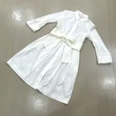 【UNIQLO】ユニクロ　プラスJ 長袖シャツワンピース　白ホワイトSサイズ