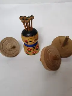 こけし 爪楊枝入れ 郷土玩具　コマ 民芸品 昭和レトロ まとめ売り