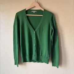 ユニクロ UNIQLO Vネックカーディガン M グリーン 緑 コットン
