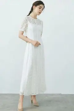 ラグナムーン　パイピング切り替えレースワンピース　Mサイズ