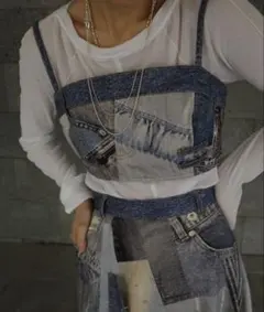 Ameri DENIM PATCHWORK PRINT BUSTIERのサムネイル